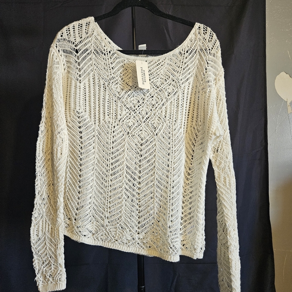 Forever 21 Cream Blouse with Intricate Knit Patterns - Picture 1 of 2
